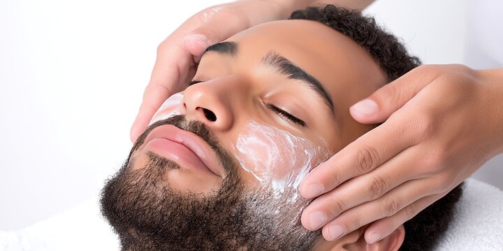 man getting facial spa treatment