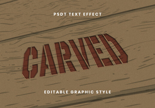 Brown Engraved Wood Text Effect Carved Vintage Bold Font