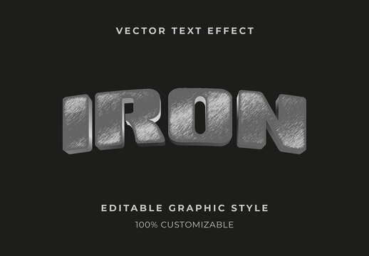 Gray 3D Steel Sign Text Effect Steel Bold Font