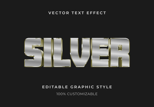 Silver And Gold 3D Steel Sign Text Effect Metallic Outline Font