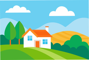 House on a sunny landscape