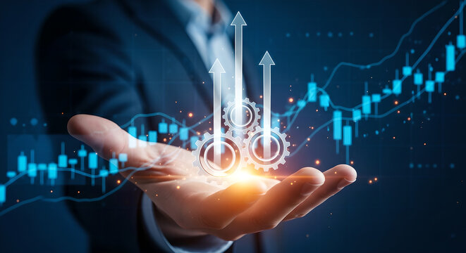 Business Growth Strategy Financial Success Technology Hand Copy Space