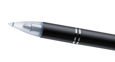 Close-up of a precision stylus pen with metallic design