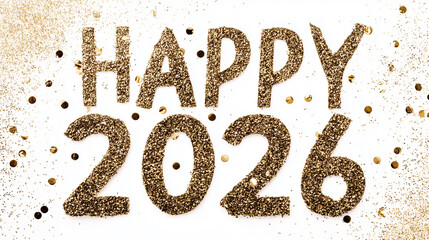 Happy New Year 2026 background card, high quality, multicolored flashes and glitter, space for text