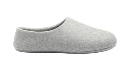 Light gray woolen slipper side view on white background