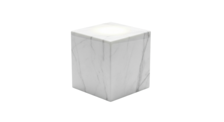 Elegant white marble cube with subtle gray veining