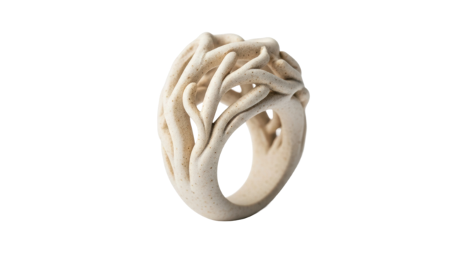 Artistic tree root-inspired ring with organic design and natural texture