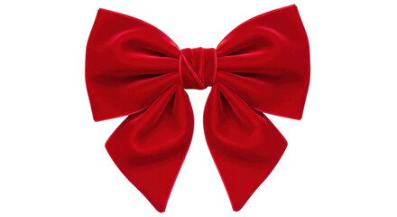 Vibrant red ribbon bow with elegant folds on black background