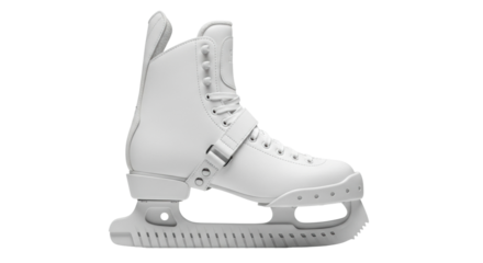 White figure ice skating boot with blade in side view