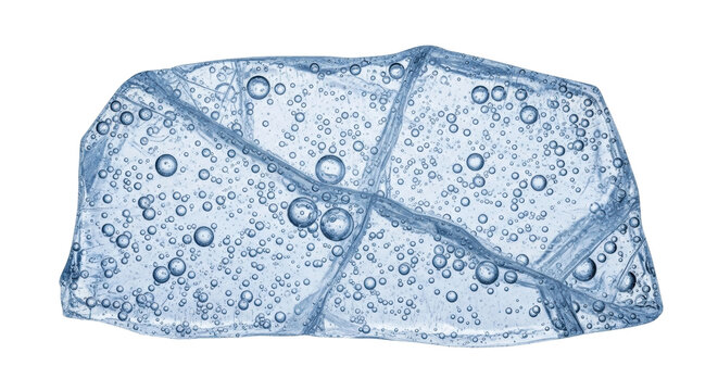 Macro close-up of ice surface with bubbles and cracks