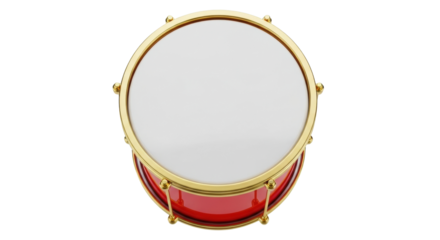 Golden rimmed red drum with white top: musical instrument design