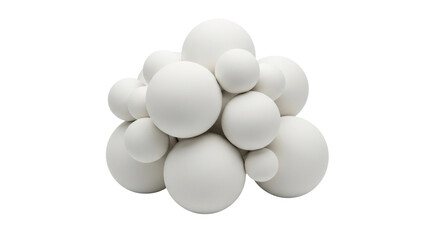 Abstract white sphere cluster sculpture with smooth geometric design