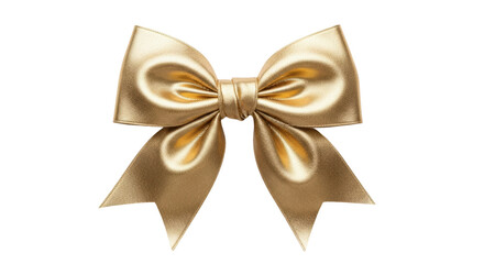 Naklejka premium Elegant gold satin bow on black background for gift decoration