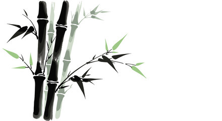 Naklejka premium Traditional ink painting of bamboo stalks