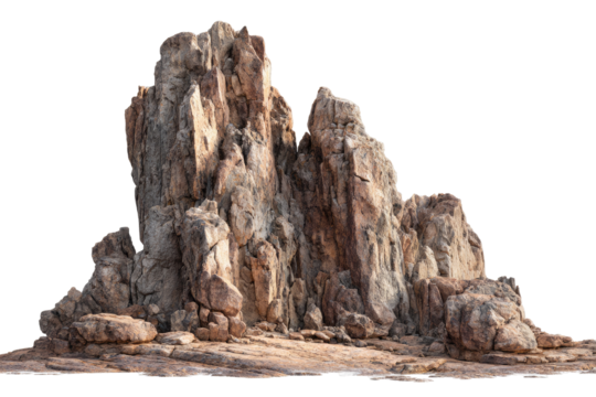 Isolated rocky outcrop, light beige and gray tones