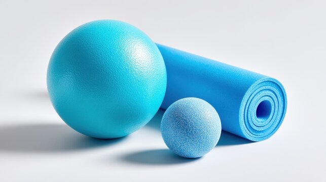 Blue exercise equipment set for fitness and wellness