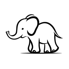 Fototapeta premium Asian Elephant. Asian Elephant simple black and white line art vector logo