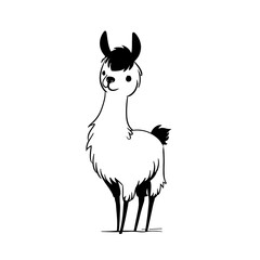 Naklejka premium llama. llama simple black and white line art vector logo