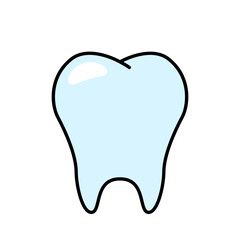 Linear tooth illustration. Dental clinic logo. Tooth icon. Flat vector isolated on white background.