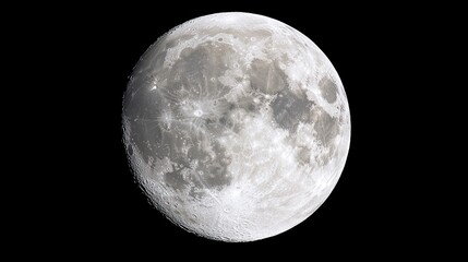 Full moon in the night sky with a black background.
