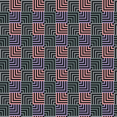 Abstract geometric pattern with repeating L-shaped elements in pastel colors.
