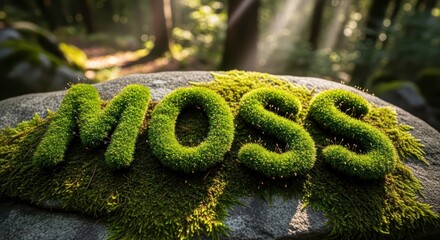 Moss word covered with green moss letters (苔字)