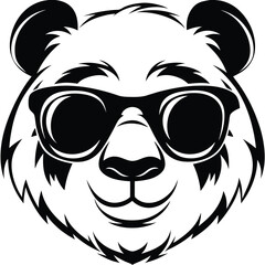 Cool Panda Head in Sunglasses Icon on White Background