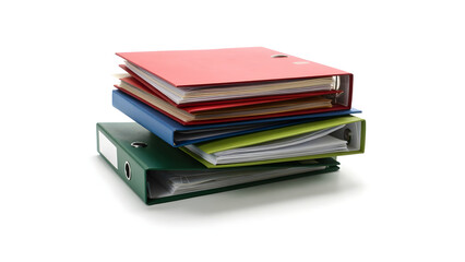 Stack of Colorful Office Binders with Paperwork