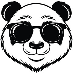 Cool Panda Mascot Vector, Sporting Stylish Sunglasses, Isolated on White Background