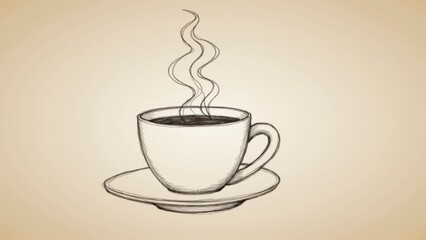 Obraz premium A drawing of a cup of coffee with steam coming out of it