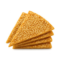 Fan-stacked sesame gajak triangles — transparent png