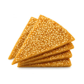 Fan-stacked sesame gajak triangles &mdash; transparent png