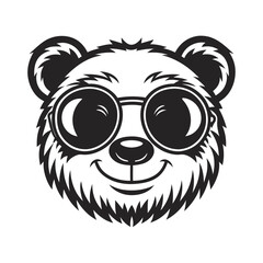 Mascot Smiling Bear Head with Sunglasses on White Background Design