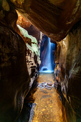 Waterfall inside a cave in Ouro Preto, Minas Gerais state.