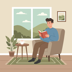 man reading a book