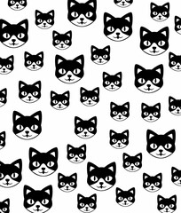 Obraz premium Minimalist Cat Line Art Seamless Pattern Background