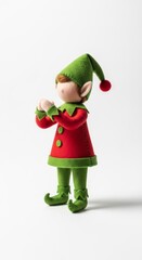 Felt Christmas Elf photo on a solid white background, holiday graphic, Craft