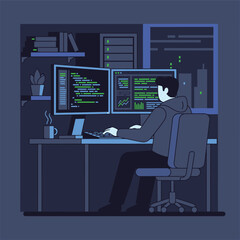 man working on computer