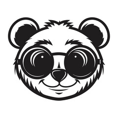Panda Bear Face with Sunglasses Design on White Background Animal