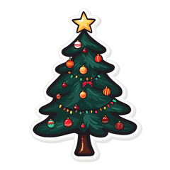 Fototapeta premium Decorated christmas tree featuring star, ornaments, and lights for holiday celebration