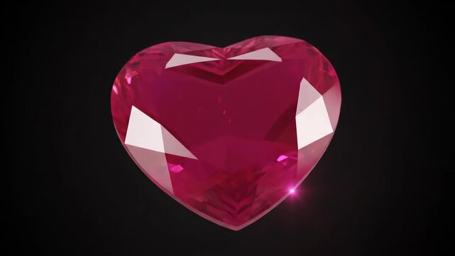 Glowing ruby heart against black background elegant symbolism concept