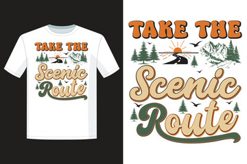 Scenic Route Mountains Trees Winding Road T Shirt Design