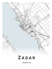 Obraz premium City map of the Zadar, Croatia - concept art.