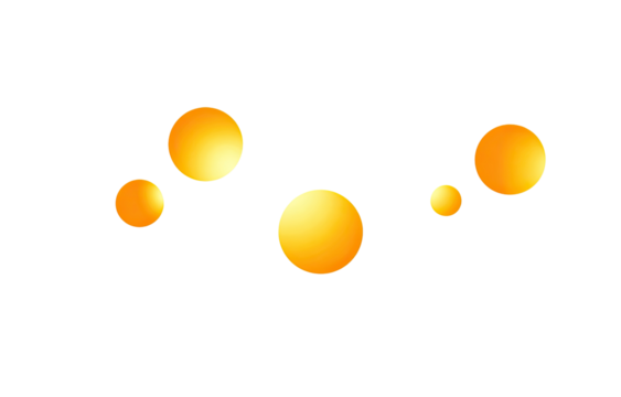 Abstract graphic design;  several luminous,  orange circles on black background.  Varying sizes and slight glows - Powered by Adobe