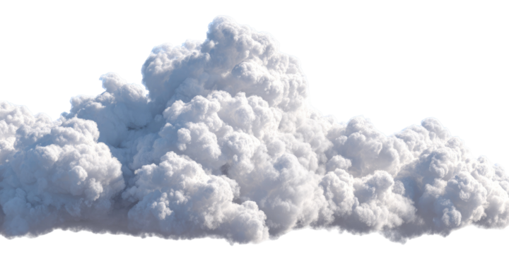 A large, fluffy cumulus cloud against a black background