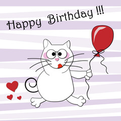 Felicitación de cumpleaños con gato.