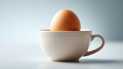 Brown egg in a white cup