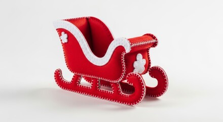 Felt Christmas Santa Sleigh photo on a solid white background, holiday graphic, Craft