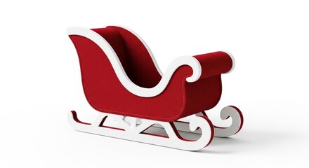 Felt Christmas Santa Sleigh photo on a solid white background, holiday graphic, Craft