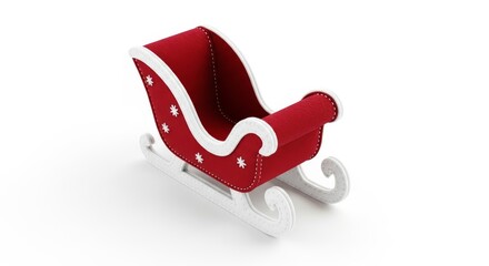 Felt Christmas Santa Sleigh photo on a solid white background, holiday graphic, Craft